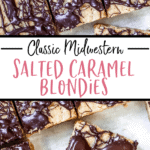 Salted Caramel Blondies on parchment paper