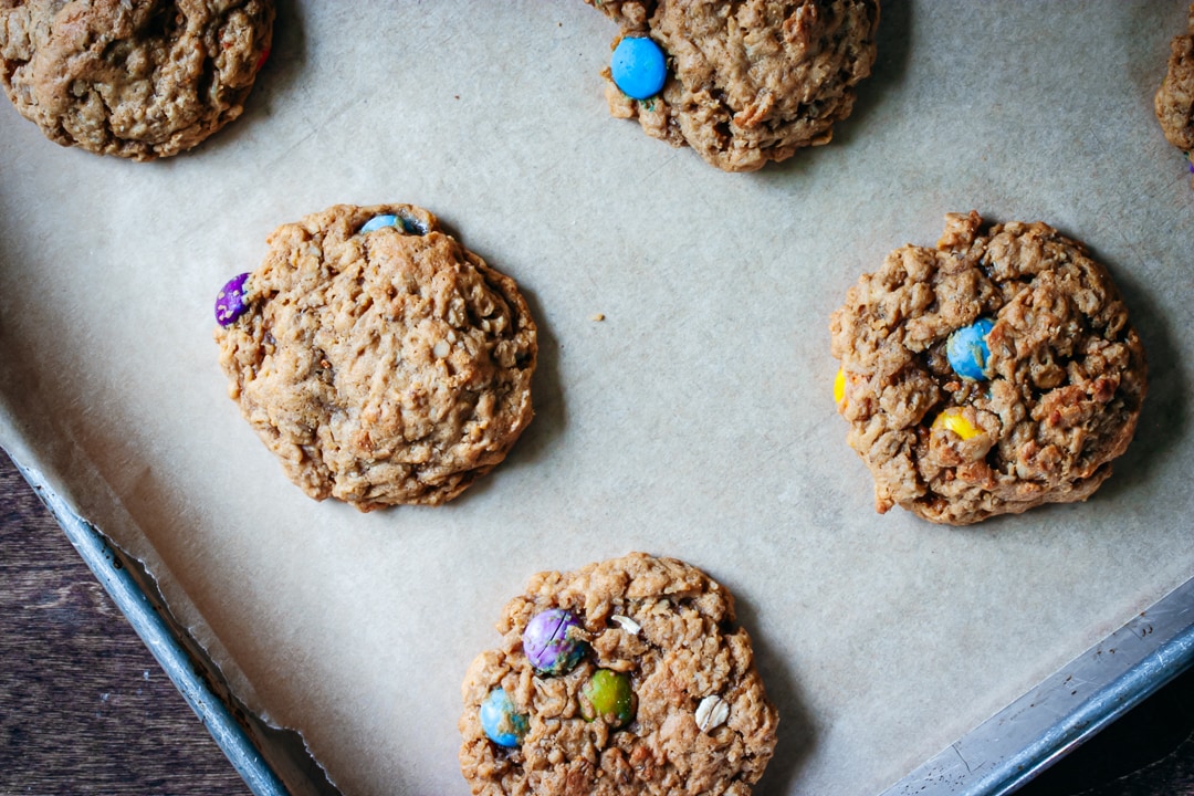 cookies cooling on a baking sheet