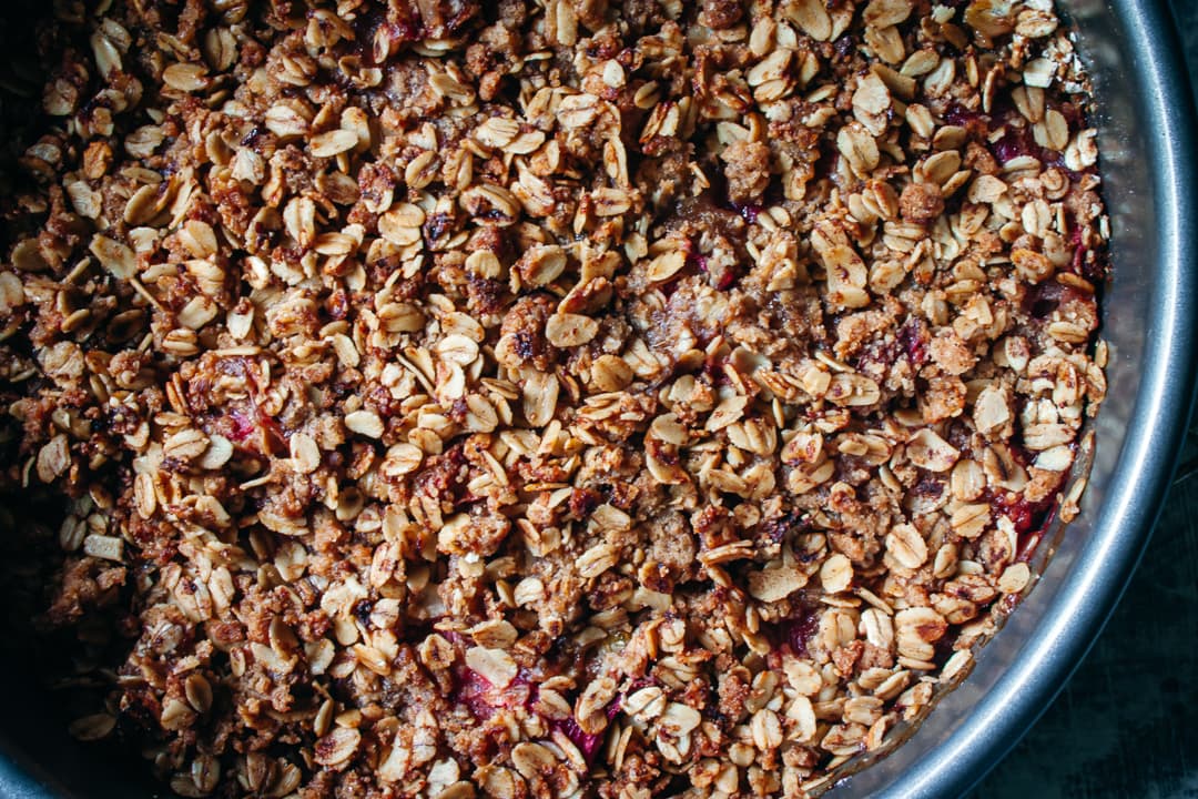 Crisp in a circular pan right after baking