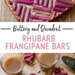 Rhubarb Frangipane Bars on a baking rack