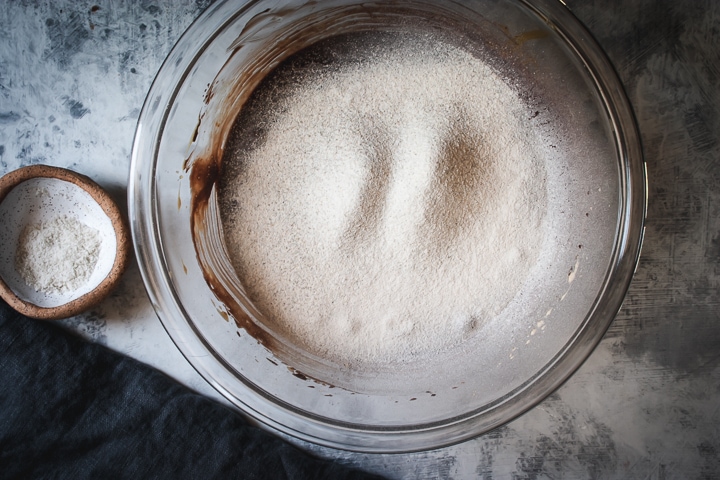 rye flour added to the wet ingredients