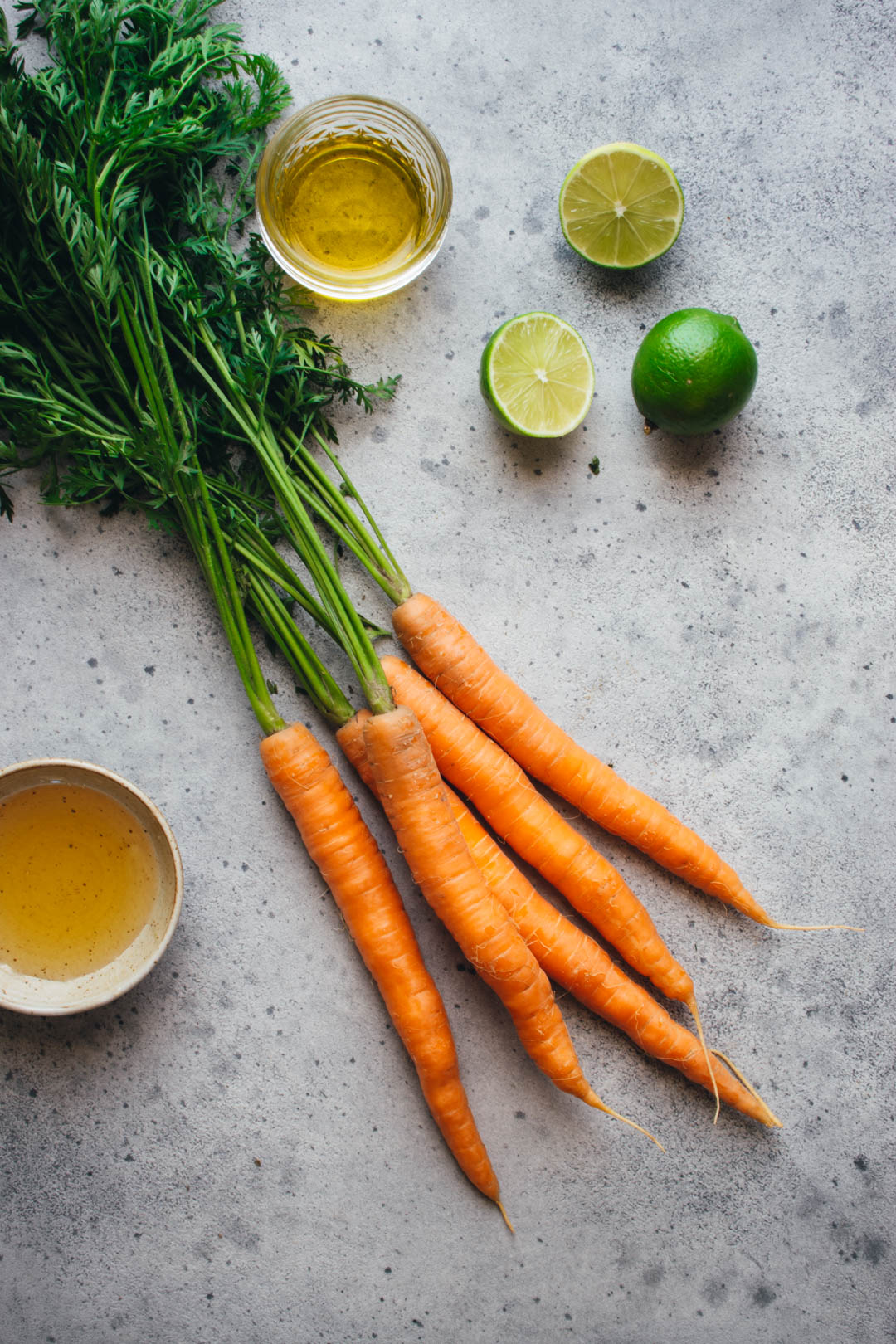 carrots with limes, honey, and olive oil on the side